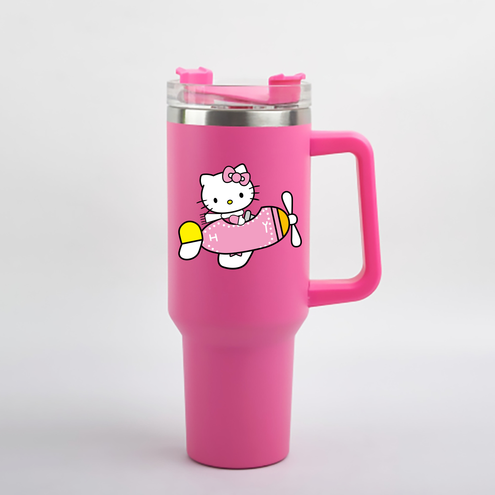 （画像用） Hello Kitty ハローキティ 1200mL車用タンブラー - クリスタルステッカー（プラスチックストロー付き）